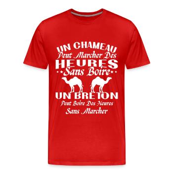 Breton peut boire des heures sans marcher - T-shirt bio Premium Homme - rouge - Devant - Damien (186cm)