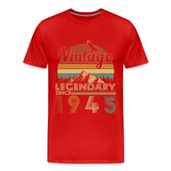 Legendäres seit 1945 Vintage Jubiläumsgeschenk - Männer Premium Bio T-Shirt - Rot - Vorne - Damien (186cm)