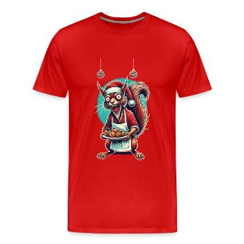 Christmas Stress Funny Mommy Squirrel - Men's Premium Organic T-Shirt - red - Front - Damien (186cm)
