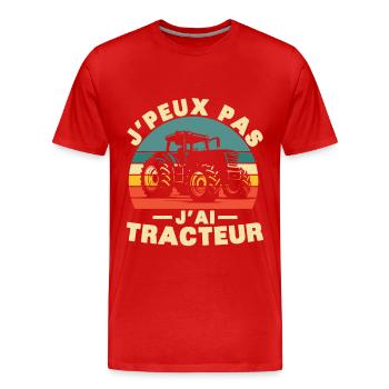 Je peux pas j ai Tracteur Humour cadeau - T-shirt bio Premium Homme - rouge - Devant - Damien (186cm)