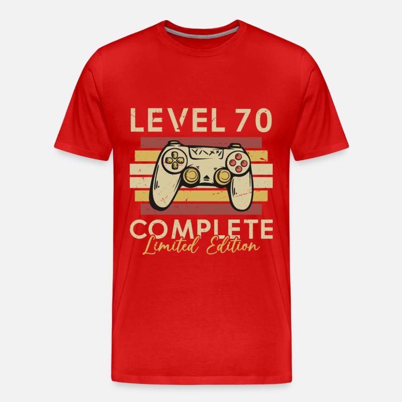 Stufe 70 abgeschlossen - Männer Premium Bio T-Shirt - Rot