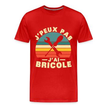 Je peux pas j'ai bricole Humour cadeau - T-shirt bio Premium Homme - rouge - Devant - Damien (186cm)