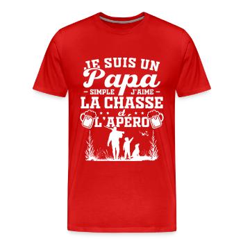 Je suis un papa simple j'aime la chasse et l'apéro - T-shirt bio Premium Homme - rouge - Devant - Damien (186cm)