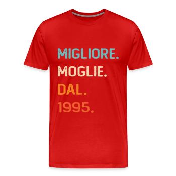 Épouse depuis 1995 - T-shirt bio Premium Homme - rouge - Devant - Damien (186cm)