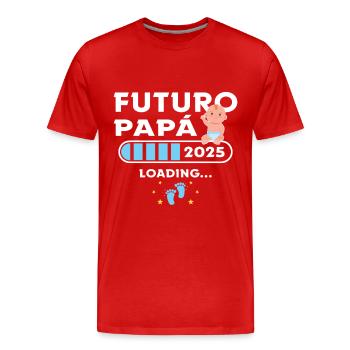 Futur Pape 2025 Première fois Père 2025 - T-shirt bio Premium Homme - rouge - Devant - Damien (186cm)