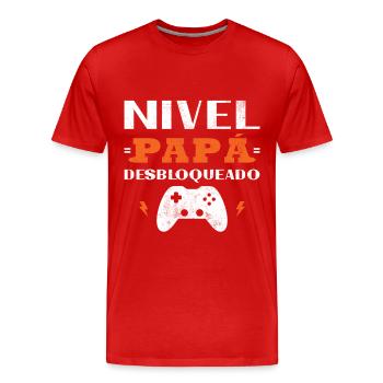 Dad level unlocked Intended Parents - Men's Premium Organic T-Shirt - red - Front - Damien (186cm)