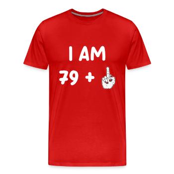 80e anniversaire pour Funny Woman - T-shirt bio Premium Homme - rouge - Devant - Damien (186cm)