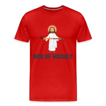 hockey hockeystick fieldhockey field dieu du hockey - T-shirt bio Premium Homme - rouge - Devant - Damien (186cm)