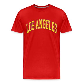 Los Angeles - Men's Premium Organic T-Shirt - red - Front - Damien (186cm)