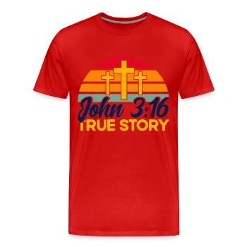 Jésus Dieu Bible Chrétienne Verset Don - T-shirt bio Premium Homme - rouge - Devant - Damien (186cm)