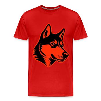 Tête de chien husky - T-shirt bio Premium Homme - rouge - Devant - Damien (186cm)