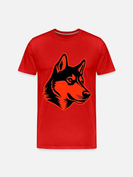 Husky Dog Head - Men's Premium Organic T-Shirt - red