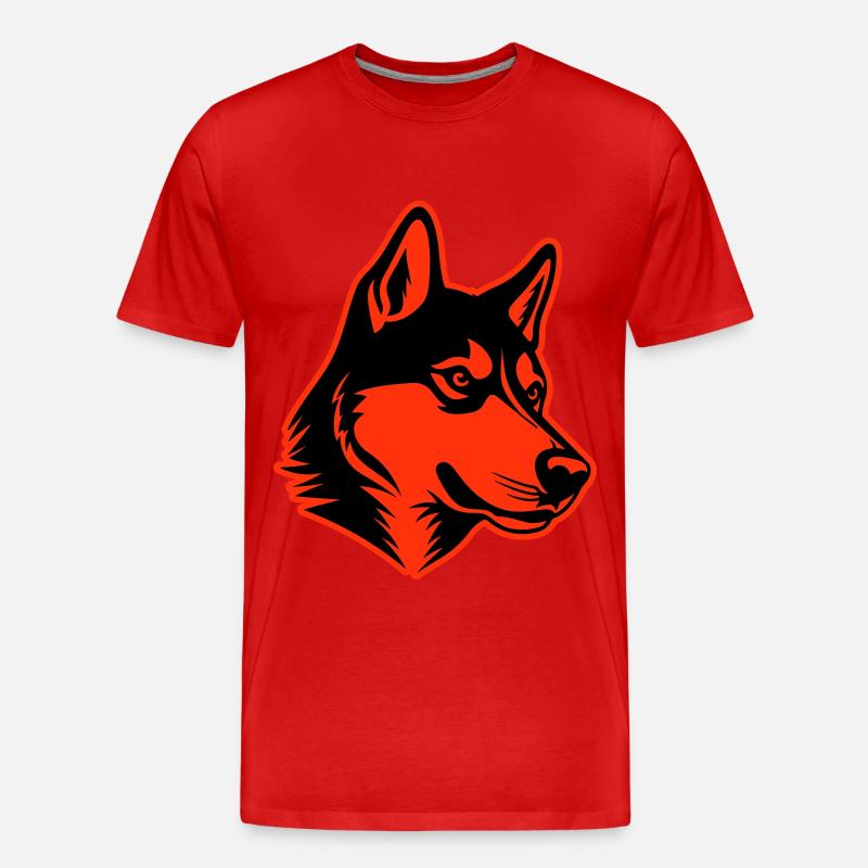 Husky Hund Kopf - Männer Premium Bio T-Shirt - Rot