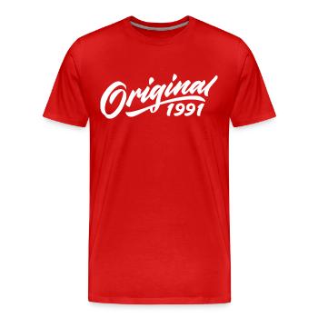 Original 1991 Cadeau D'anniversaire 1991 - T-shirt bio Premium Homme - rouge - Devant - Damien (186cm)