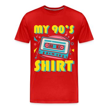 90er Jahre T-Shirt - Männer Premium Bio T-Shirt - Rot - Vorne - Damien (186cm)