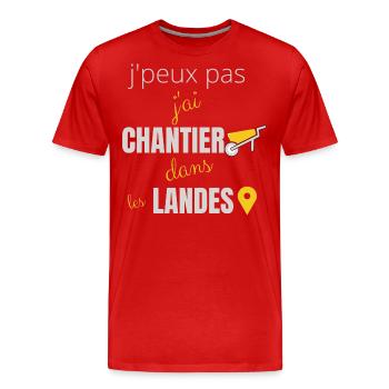 j peux pas j ai chantier dans les landes - T-shirt bio Premium Homme - rouge - Devant - Damien (186cm)
