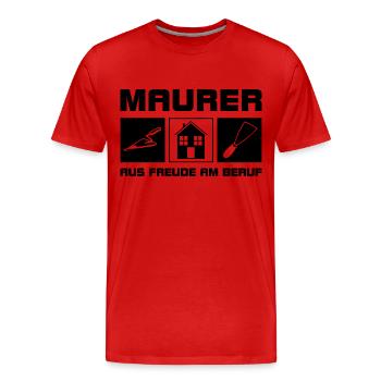 Maurer - Aus Freude am Beruf - Männer Premium Bio T-Shirt - Rot - Vorne - Damien (186cm)