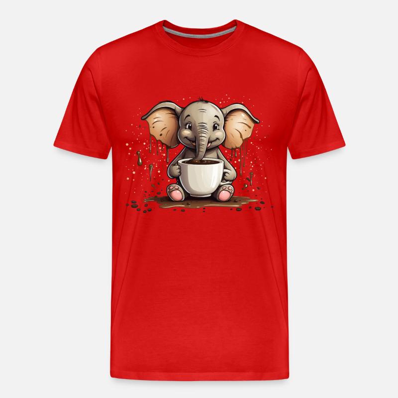 KAFFEETASSE ELEFANT KAFFEE - Männer Premium Bio T-Shirt - Rot