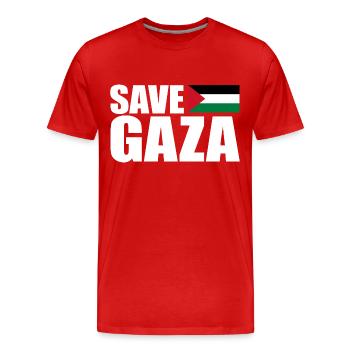 Save gaza - T-shirt bio Premium Homme - rouge - Devant - Damien (186cm)