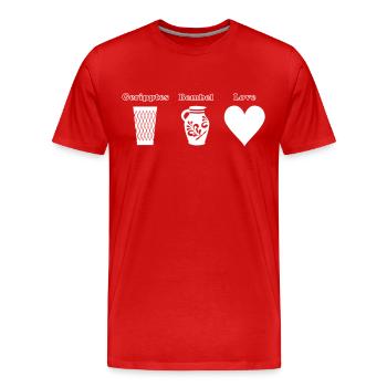 Geripptes Bembel Love - Männer Premium Bio T-Shirt - Rot - Vorne - Damien (186cm)