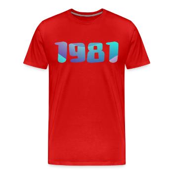 Geburtstagsgeschenk 1981 Jahrgang 1981 Retro 1981 - Männer Premium Bio T-Shirt - Rot - Vorne - Damien (186cm)