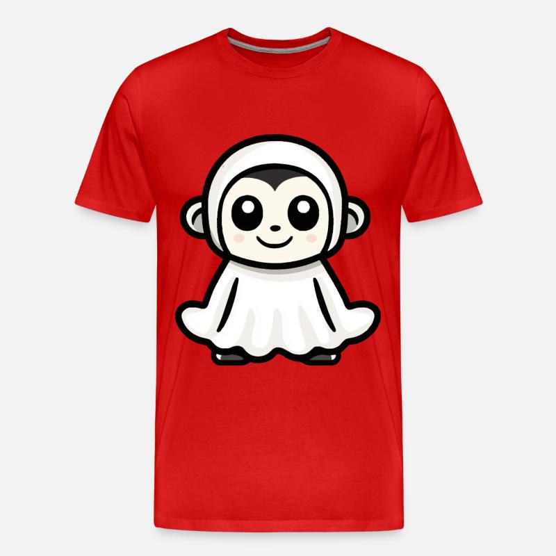 Monkey Halloween Comic Ghost - Men's Premium Organic T-Shirt - red