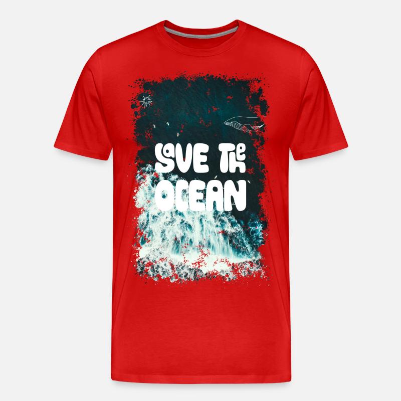 SAVE THE OCEAN - Männer Premium Bio T-Shirt - Rot