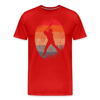 Baseball Player Fingerprint Baseballer Baseball - Men's Premium Organic T-Shirt - red - Front - Damien (186cm)