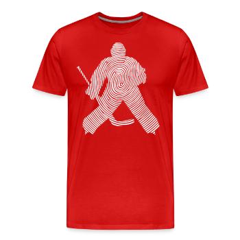 Eishockey Torwart Hockey Fingerabdruck - Männer Premium Bio T-Shirt - Rot - Vorne - Damien (186cm)