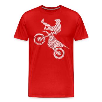 Dirt Biker Dirt Bike Fingerprint Motocross Boys - Men's Premium Organic T-Shirt - red - Front - Damien (186cm)