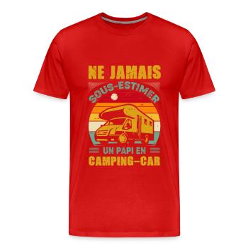 Ne jamais sous-estimer un papi en camping-car - T-shirt bio Premium Homme - rouge - Devant - Damien (186cm)