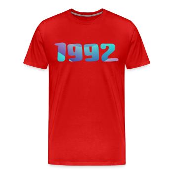 1992 Geburtstagsgeschenk Vintage 1992 Retro 1992 - Männer Premium Bio T-Shirt - Rot - Vorne - Damien (186cm)