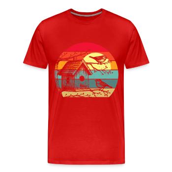 Fütterung von Vögeln - Männer Premium Bio T-Shirt - Rot - Vorne - Damien (186cm)