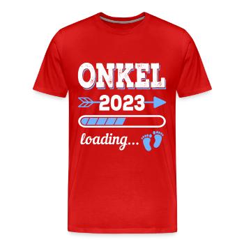 Onkel Patenonkel 2023 Geburt Geschenkidee - Männer Premium Bio T-Shirt - Rot - Vorne - Damien (186cm)