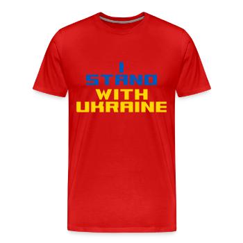I Stand With Ukraine - Men's Premium Organic T-Shirt - red - Front - Damien (186cm)