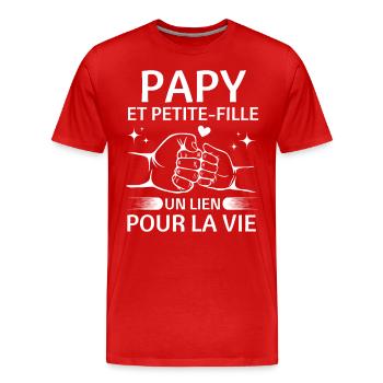 Papy et Petite-Fille un lien pour la vie cadeau - T-shirt bio Premium Homme - rouge - Devant - Damien (186cm)