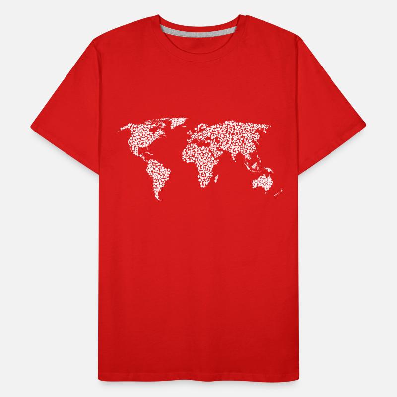 World Map White circles Men's Premium Organic T-Shirt