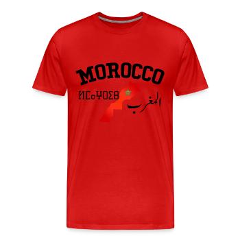 Maroc en Langue Amazighe et Arabe - T-shirt bio Premium Homme - rouge - Devant - Damien (186cm)