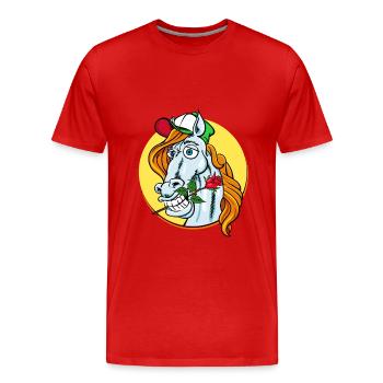 Romeo Lover Horse (Pferd) - Männer Premium Bio T-Shirt - Rot - Vorne - Damien (186cm)
