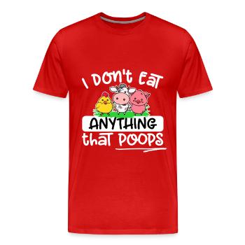 Végétarien végétalien - Je ne mange rien qui fait caca - T-shirt bio Premium Homme - rouge - Devant - Damien (186cm)