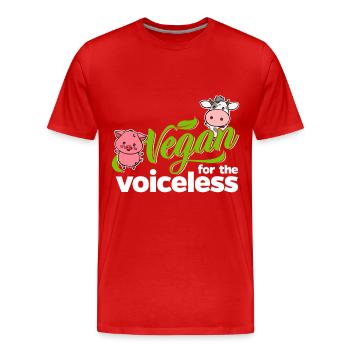Vegan pour les sans voix (vache) - T-shirt bio Premium Homme - rouge - Devant - Damien (186cm)