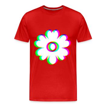 EDM Tricolore - Fleurs - Glitch - Style Rave - T-shirt bio Premium Homme - rouge - Devant - Damien (186cm)