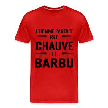 Barbu Chauve Homme Parfait Humour Cadeau - T-shirt bio Premium Homme - rouge - Devant - Damien (186cm)
