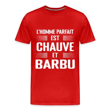 Barbu Chauve Homme Parfait Humour Cadeau - T-shirt bio Premium Homme - rouge - Devant - Damien (186cm)