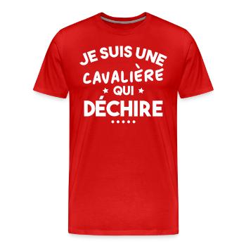 Je suis Une cavalière Qui déchire - T-shirt bio Premium Homme - rouge - Devant - Damien (186cm)