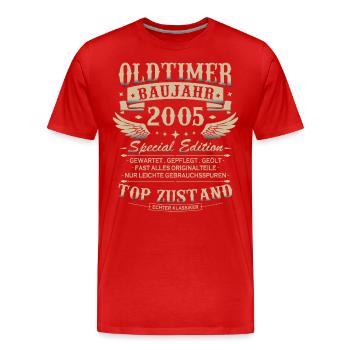 Oldtimer Baujahr 2005 Jahrgang Geburtstag Geschenk - Männer Premium Bio T-Shirt - Rot - Vorne - Damien (186cm)
