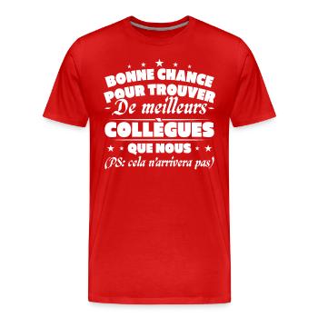 Collègue Collègues humour Cadeau départ retraite - T-shirt bio Premium Homme - rouge - Devant - Damien (186cm)