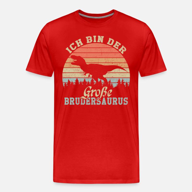 Ich bin der große Brudersaurus - Männer Premium Bio T-Shirt - Rot