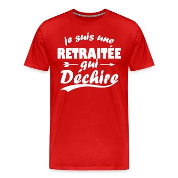 Je suis une retraitée qui déchire - T-shirt bio Premium Homme - rouge - Devant - Damien (186cm)