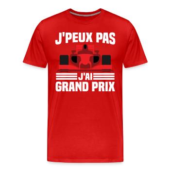 Je peux pas j ai grand prix - T-shirt bio Premium Homme - rouge - Devant - Damien (186cm)